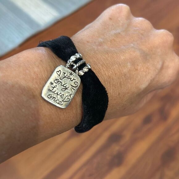 Brighton silver Intricate bracelet velvet you only live once heart bracelet silv - Picture 4 of 4